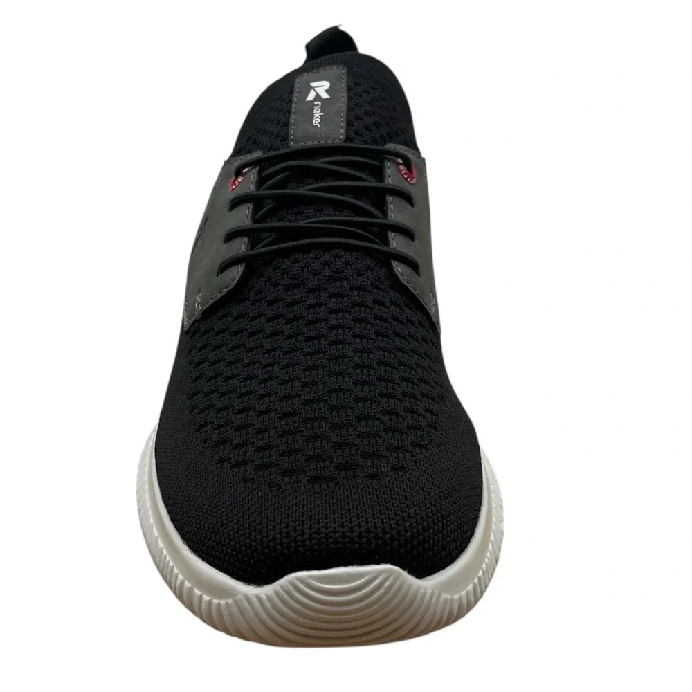Rieker Men's Max Casual Sporty Shoes Size 10.5 (EU 44) Black/Grey Knit Slip-on